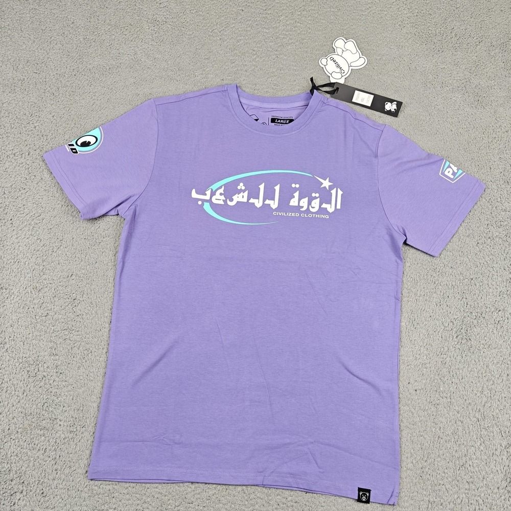 CivilizeD Shirt Mens Large Purple Bear Star‎ Graphic Tee Cartoon Streetwear New